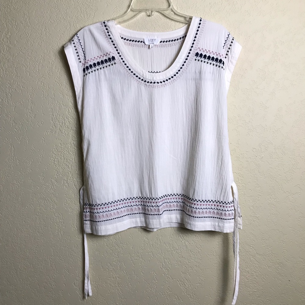 Loft Lounge Boho Pullover Top Embroidered Size S